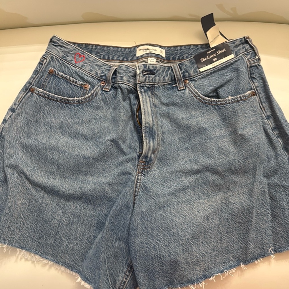 Abercrombie & Fitch High-Waist Light Blue Denim Shorts